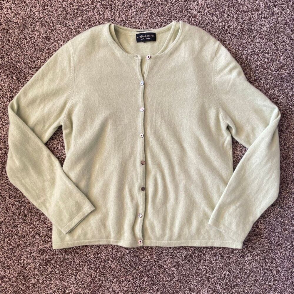 Croft & Barrow green Cashmere sweater cardigan tank set women’s size Medium